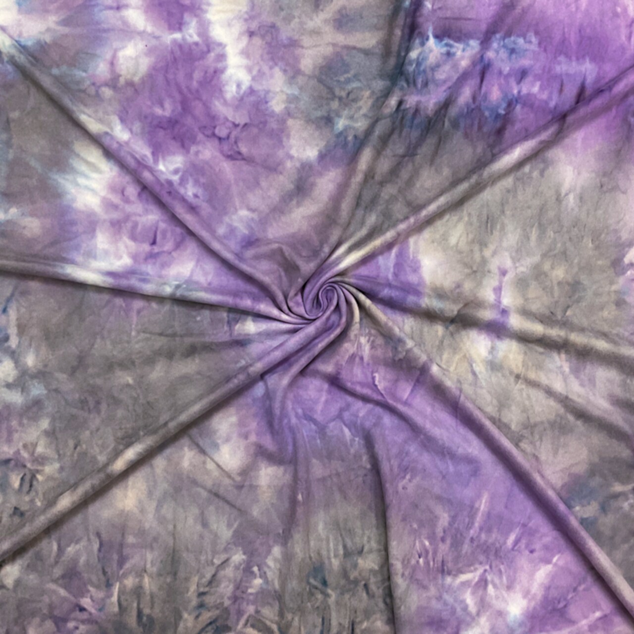 Purple-Multi Poly Stretch Spandex Tie Dye Double Brushed Jersey Knit Fabric By the Yard